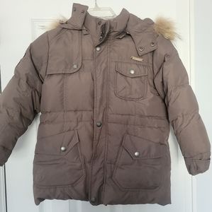 Youth kids olive brown padded coat
